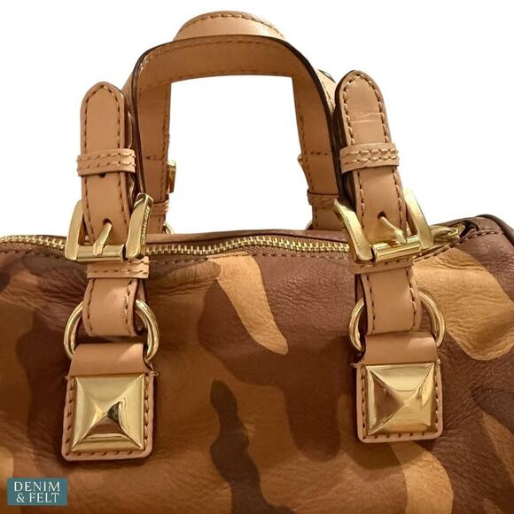 Michael Kors Camouflage Satchel Bag with Gold Hardware & MK Charm Purse ~ RARE! - Picture 5 of 14